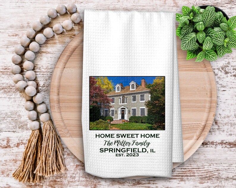 Design Your Own Kitchen Towel, Personalized Tea Towel, Housewarming Gift, Custom Dish Towel with your Photo or Text Copperplate