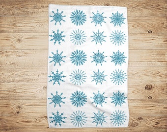 Winter Kitchen Towel, Snowflakes Christmas Decor,  Hostess Housewarming Gift, Secret Santa, Neighbor Coworker