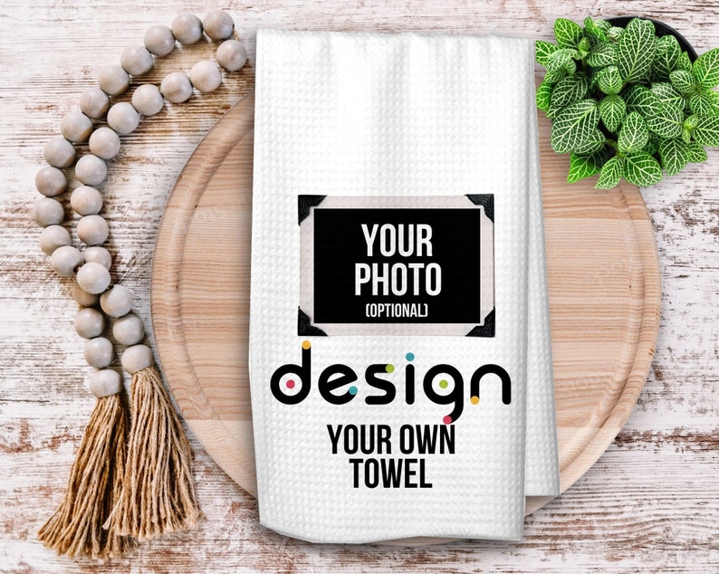 Design Your Own Kitchen Towel, Personalized Tea Towel, Housewarming Gift, Custom Dish Towel with your Photo or Text Dotty