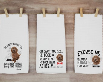 Personalized Chocolate Labradoodle Towel, Funny Dog Gift, Gift for Groomer, Gift for Doodle Owner, Doodle Gift for Women, Hungry Dog Towel