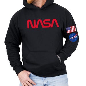 NASA Hoodie with Flag – Space Sweatshirt, Unisex Hoodie, Astronaut Gift for Men & Women