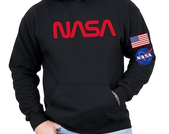 NASA-hoodie met vlag – ruimtetrui, unisex hoodie, astronaut cadeau voor mannen en vrouwen