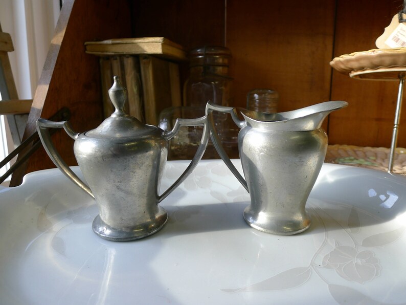 Paul Revere pewter sugar and creamer set | Etsy