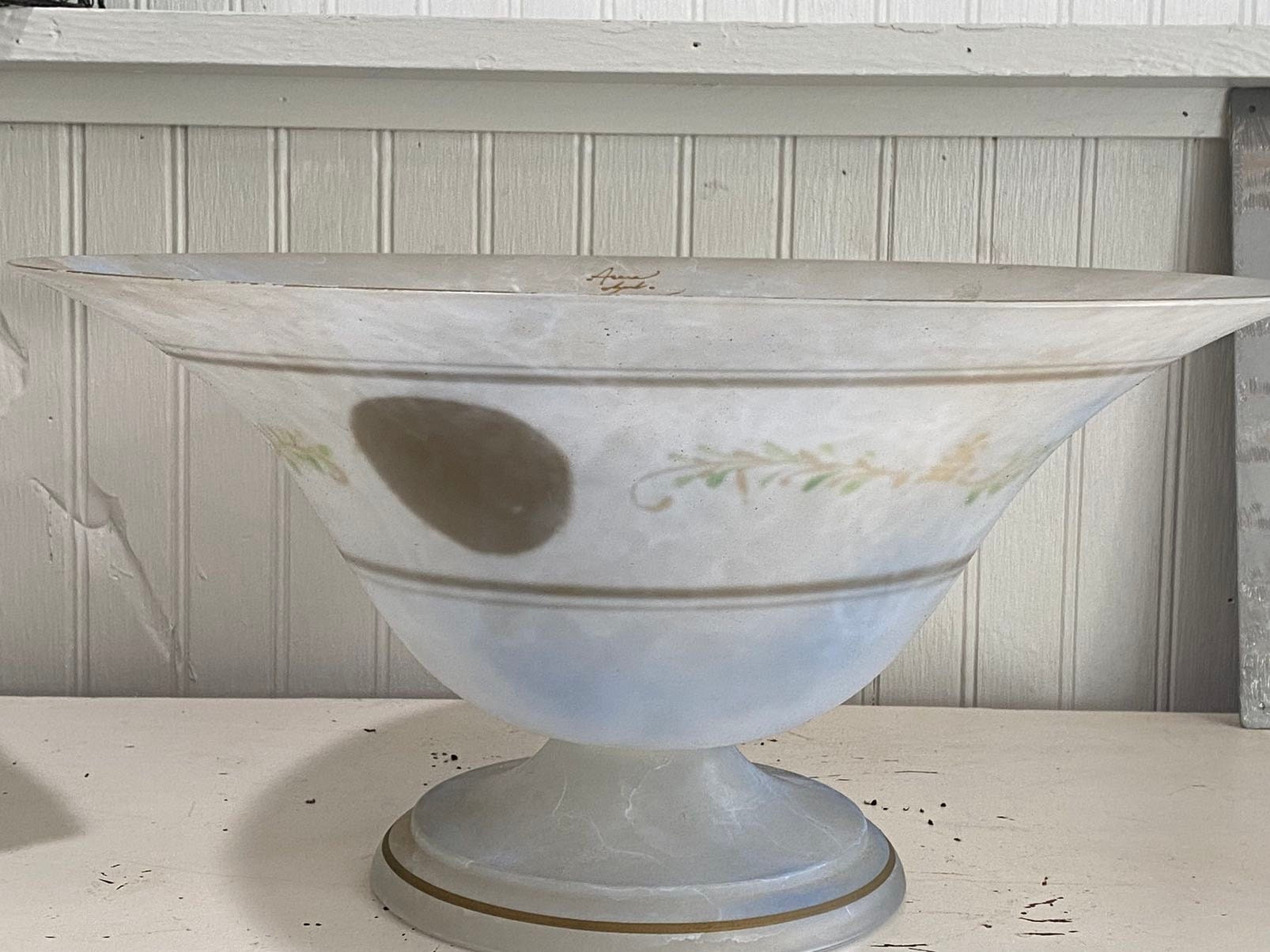 Large Victorian Bristol Glass Pedestal Bowl Etsy