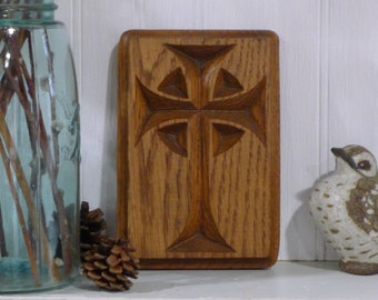 Religious wood cross plaque