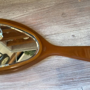 Pyralin (Celluloid) hand mirror - Dubarry (Amber)