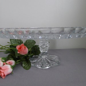 Clear glass pedestal cake stand