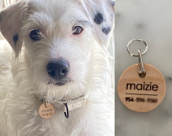 Laser engraved wood tag - made to order (1" round pet tag)