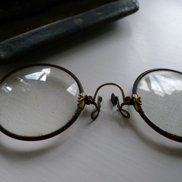 Pince Nez spectacles with case