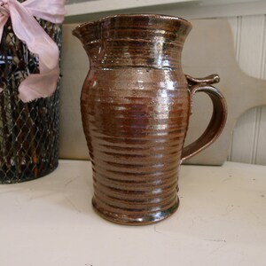 Handmade Pottery Pitcher - brown glaze