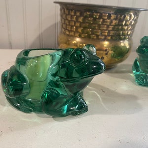 Glass frog votive candle holder image 1
