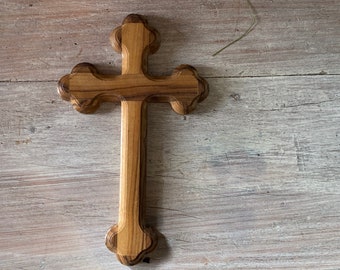 Olive wood Roman cross [Jerusalem]