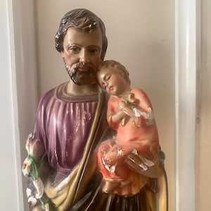 Vintage chalkware saint statue - Etsy 日本