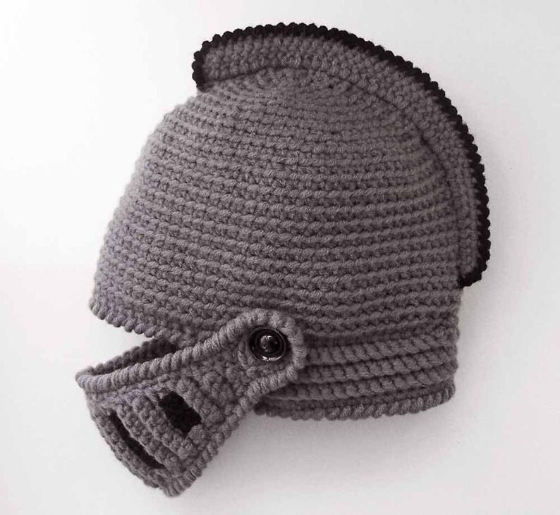 Crochet Knight Helmet fantasy Play Gray Helmet Helmet With Etsy