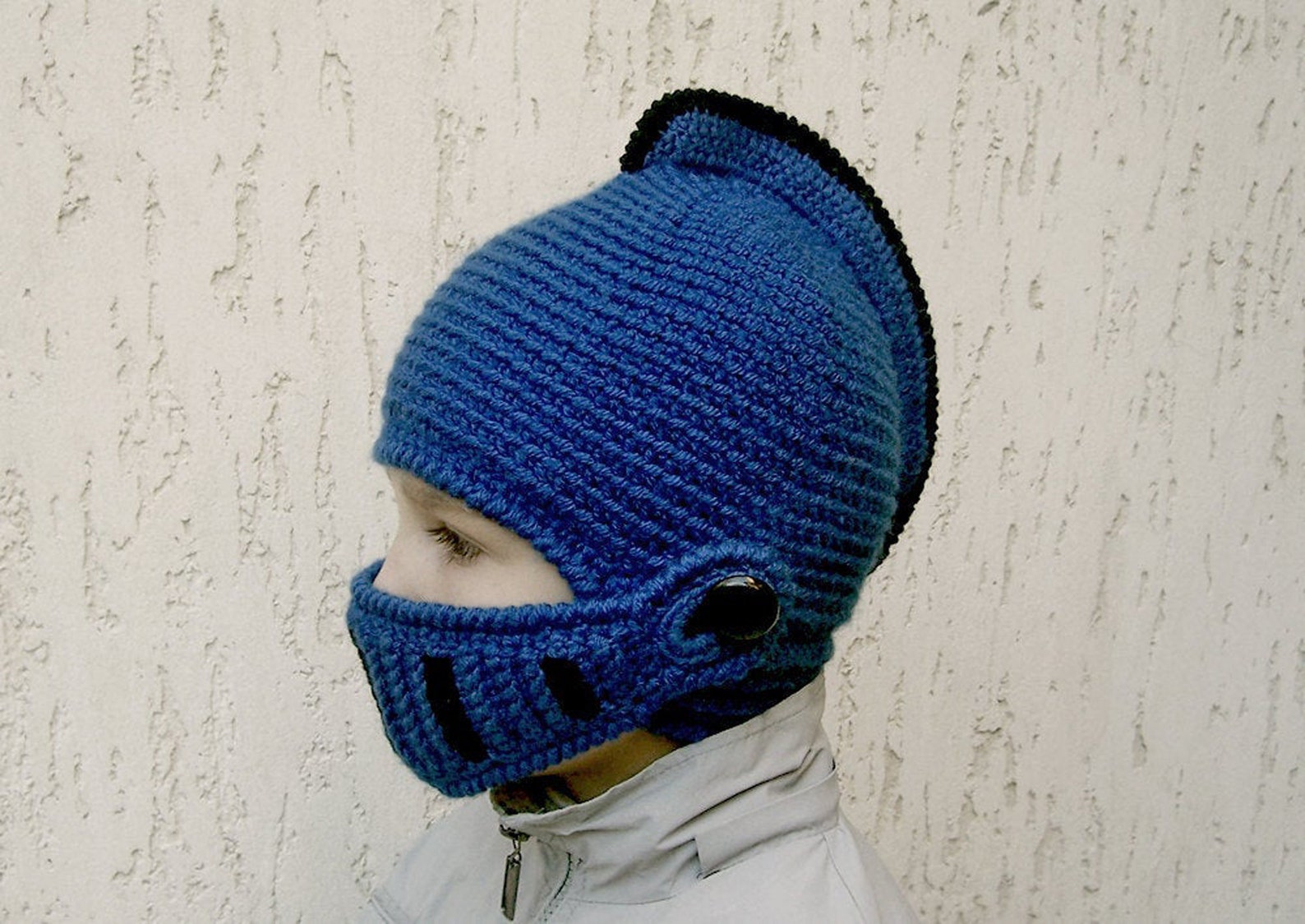 Crochet Knight Helmet Hat Fantasy Play Helmet With Visor Etsy