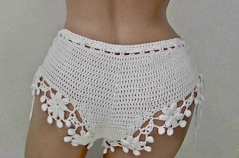 White crochet beach shorts Sexy bikini shorts Summer lace Etsy