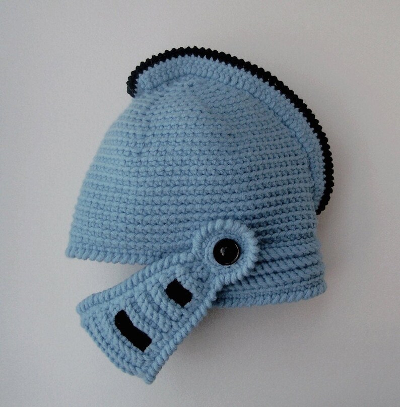 Crochet Knight Helmet Hat Fantasy Play Helmet With Visor Etsy