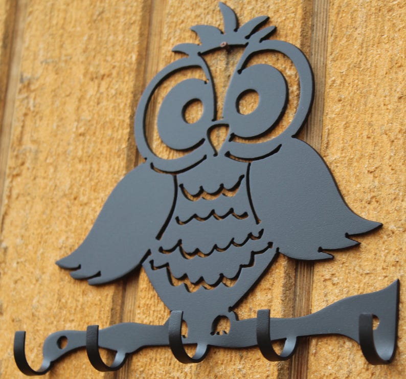 Owl Key Holder Metal Wall Art Home Decor Etsy