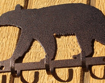 Bear Key Rack Holder with chain  4 hook home decor wall art find key easily 