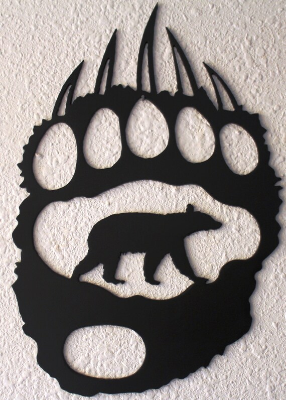 Bear Track with Bear Metal Wall Art Home Decor 