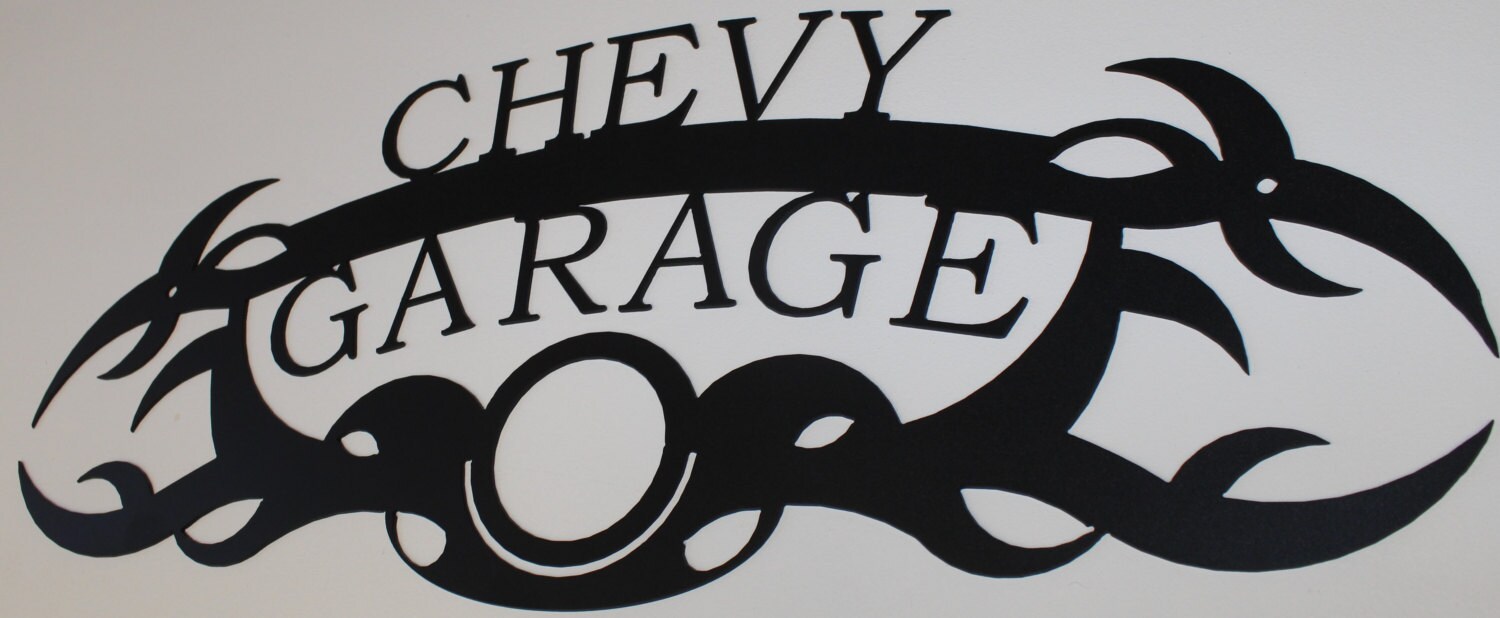 Chevy garaje metal pared arte hogar decoración plana negra | Etsy