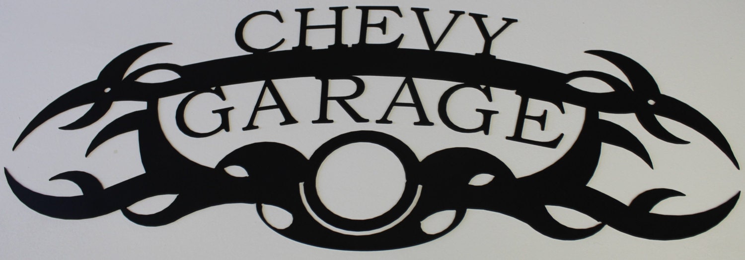 Chevy garaje metal pared arte hogar decoración plana negra | Etsy