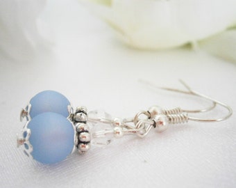 Light Blue Earrings - Polaris Bead Jewelry - Victorian style Jewellery  - Pale Blue - Nickel Free Jewelry - Crystal Jewel - Dainty Gift