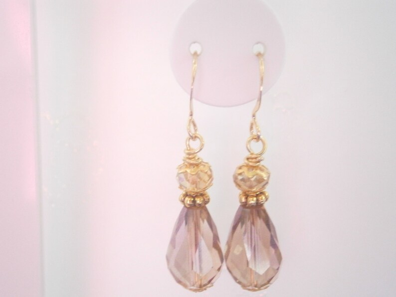 Champagne Drop Earrings Golden Brown Dangle Earring Beaded Etsy