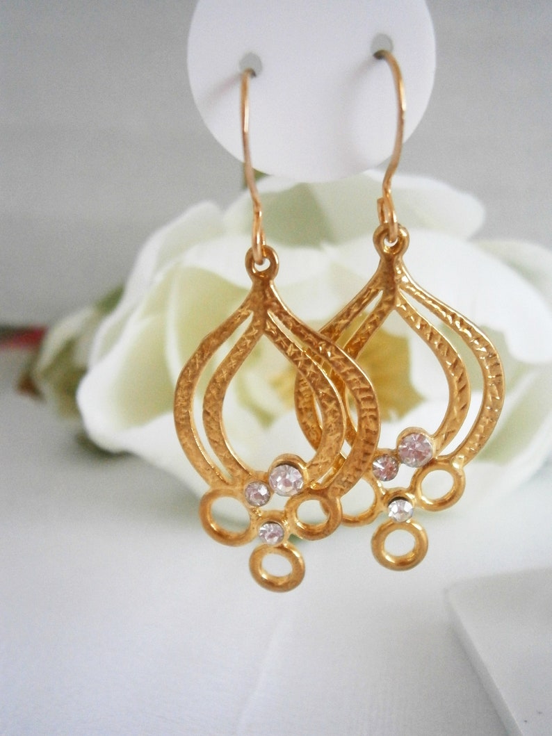 Gold Chandelier Earring Bridal Earrings Minimalist Jewelry | Etsy