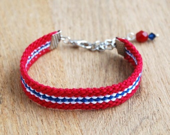 Norwegian flag bracelet, Friendship bracelet with flag of Norway, Norwegian jewelry, Nordic bracelet, Norway jewelry, Norse bracelet