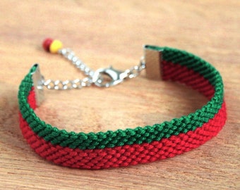 Portuguese flag bracelet, Portugal flag adjustable friendship bracelet