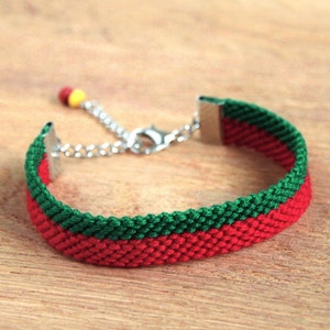 Portuguese flag bracelet, Portugal flag adjustable friendship bracelet