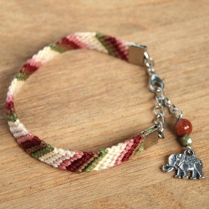 Striped elephant friendship bracelet, Goldstone prosperity bracelet protection amulet best friend gift, Teenage girl elephant jewelry gifts