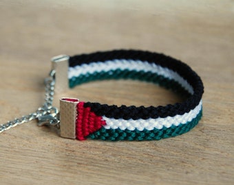 Palestine flag bracelet, Adjustable palestinian flag friendship bracelet