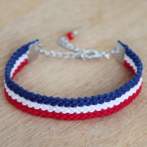 Pulsera con la bandera francesa, pulsera de París, pulsera de la amistad, recuerdos de fiesta con temática de París, Tour de Francia, Vive la Francia