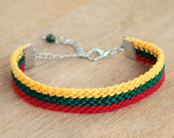 Lithuania flag friendship bracelet, Lithuanian flag adjustable wristband