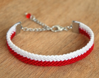 Poland flag bracelet, Polish flag adjustable friendship bracelet