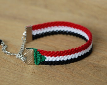 Sudan flag bracelet, Adjustable Sudanese flag friendship bracelet