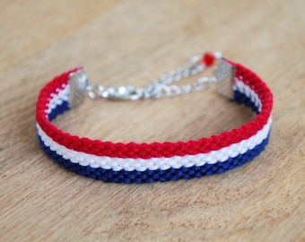 Paraguay Bracelet, Paraguayan Flag Adjustable Friendship Bracelet