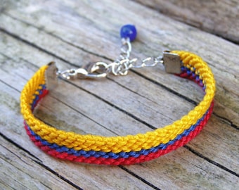 Colombian flag wayuu bracelet, Colombian jewelry, Friendship bracelet, Colombia bracelet, Country symbol, Colombian bracelet, Colombia flag