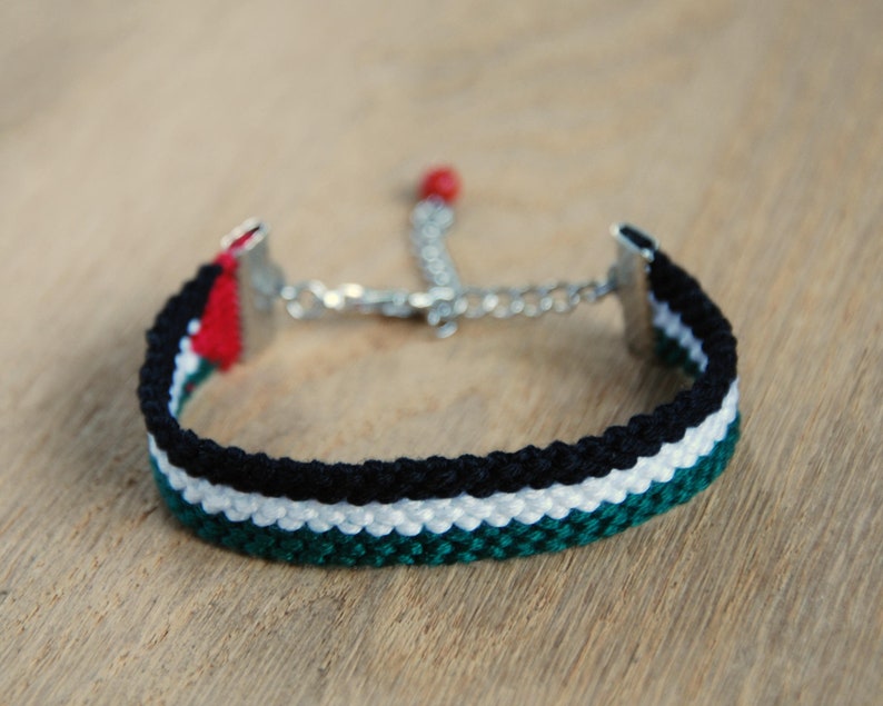 Palestine flag bracelet, Adjustable palestinian flag friendship bracelet image 2