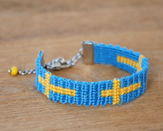 Sweden Flag friendship bracelet Swedish woven cotton gift