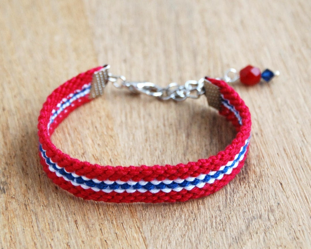 Norwegian Flag Bracelet, Friendship Bracelet With Flag of Norway