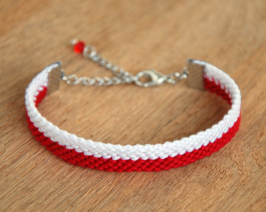 Poland Flag Bracelet, Polish Flag Adjustable Friendship Bracelet - Etsy