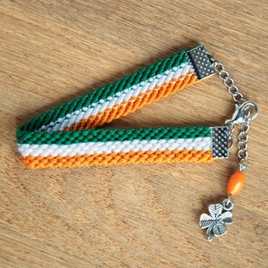 Irish flag bracelet, Irish four leaf clover friendship bracelet gift, Shamrock bracelet, Ireland flag gifts, Notre Dame football image 2