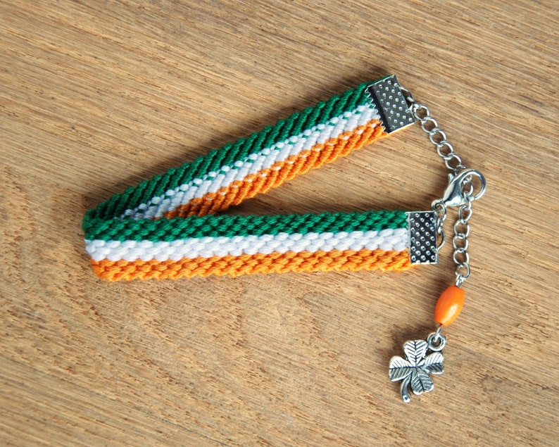 Irish flag bracelet, Irish four leaf clover friendship bracelet gift, Shamrock bracelet, Ireland flag gifts, Notre Dame football image 2