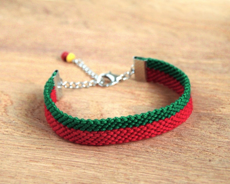 Portuguese flag bracelet, Portugal flag adjustable friendship bracelet image 1