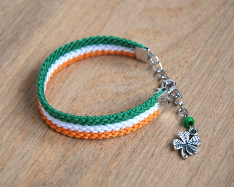 Irish Flag Bracelet Irish Four Leaf Clover Friendship Etsy