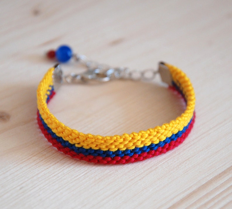 Colombian flag wayuu bracelet, Colombian jewelry, Friendship bracelet, Colombia bracelet, Country symbol, Colombian bracelet, Colombia flag image 2