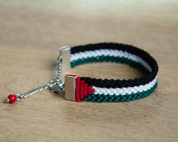 Palestine flag bracelet, Adjustable palestinian flag friendship bracelet